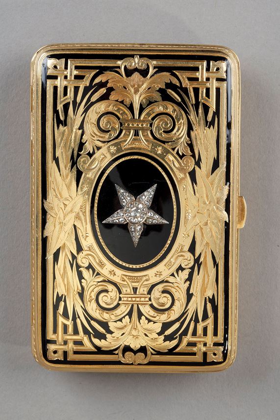 Cigarette or card case in gold and rose cut diamonds | MasterArt